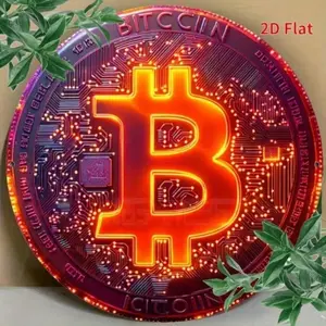1PC Aluminum Bitcoin Symbol Wall Art with Glitter Finish, Vibrant Red and Orange Crypto Sign for Home Office or Mining Room Display