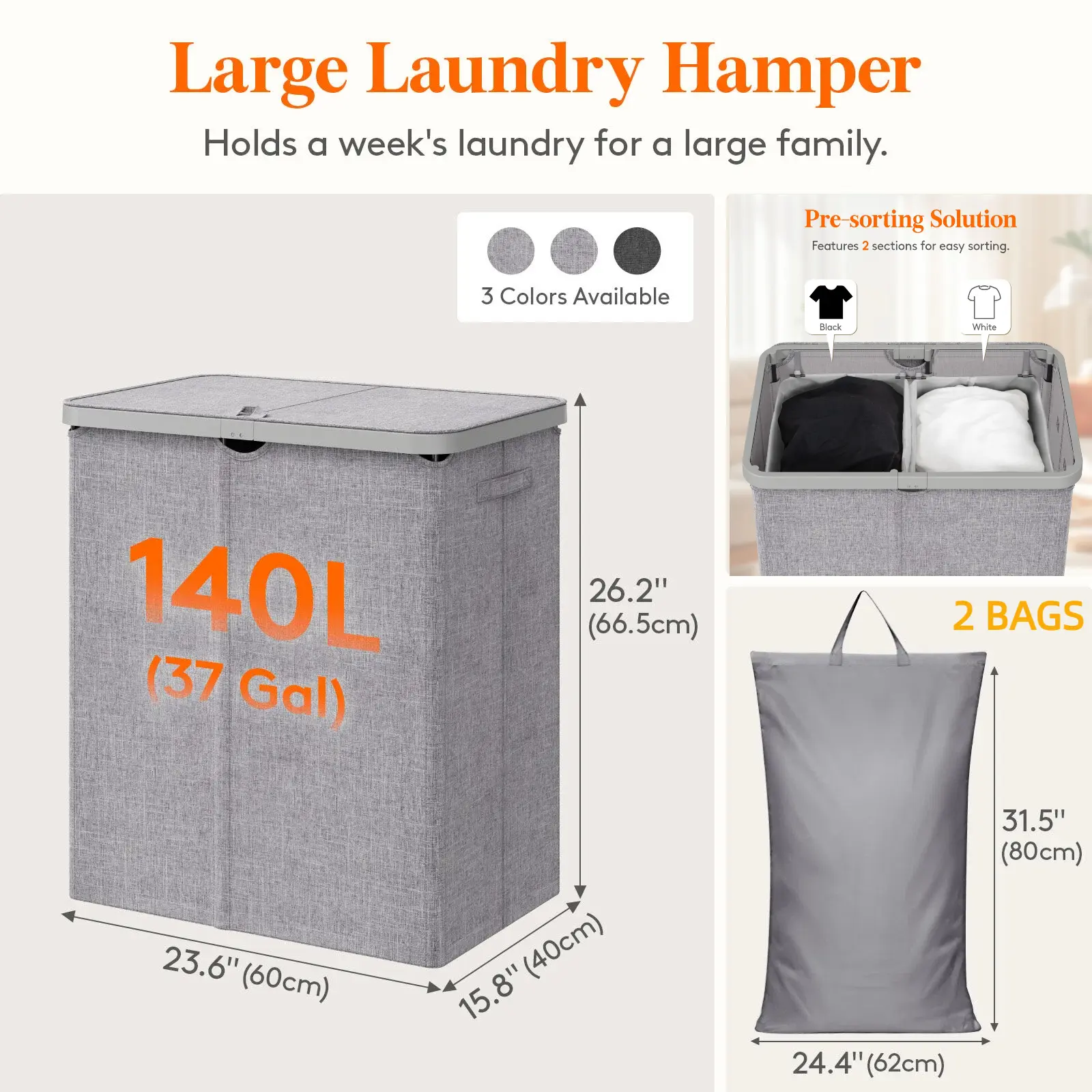 2-Section 140L Light Gray