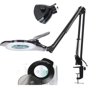 10X & 30X Magnifying Glass with Light and Stand, 2,200 Lumens Stepless Dimmable Real Glass Lens LED Magnifying Lamp, Lighted Magnifiers for Close Work,Sewing,Crafts,Hobbies,Reading,Black