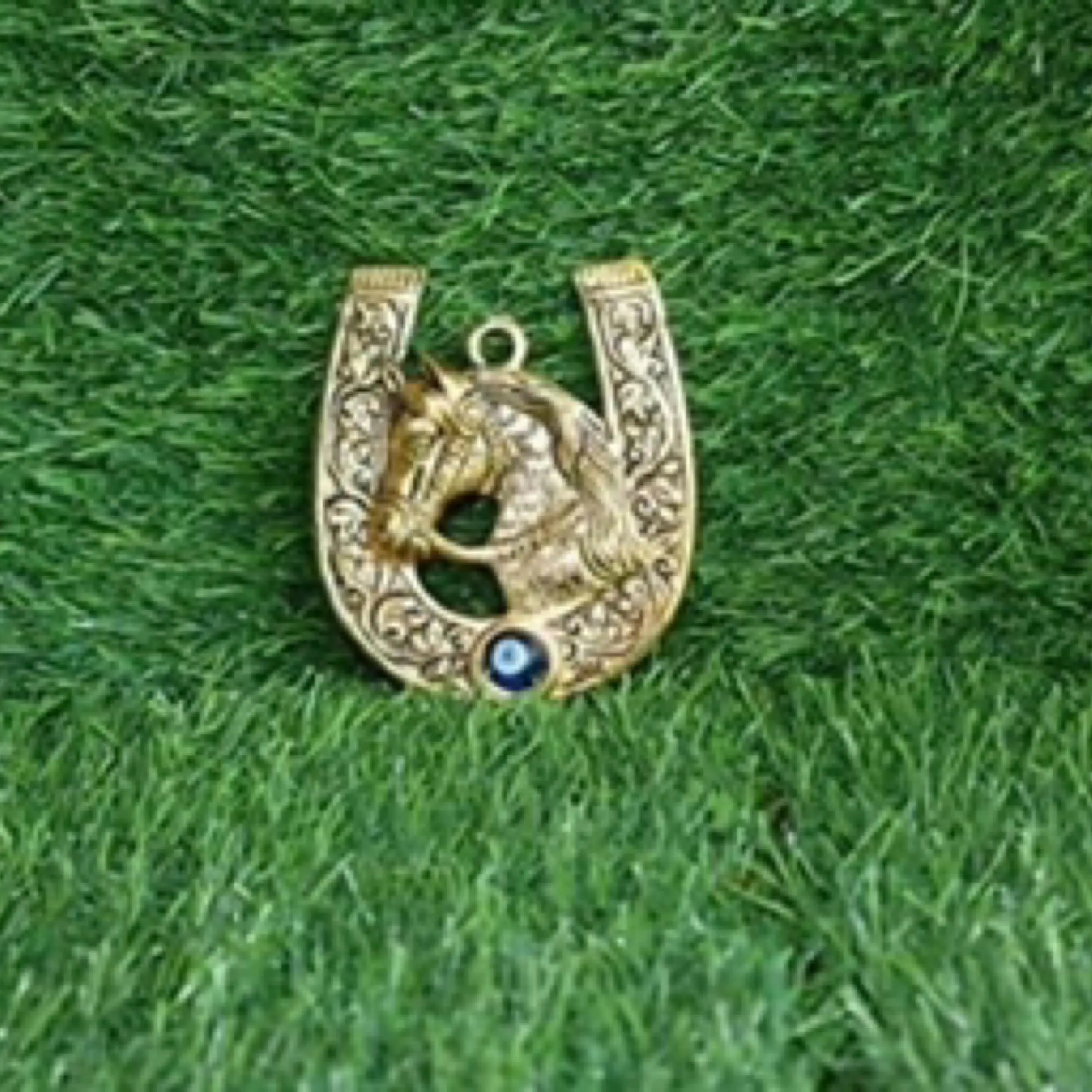 Ornate Yoruba Faith Lucky Horseshoe Amulet - 1-Piece Door Hanging Ornament, 4x3.5 in Religious Decoration, Ornate Religious Decor for Home Room Display