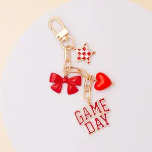 “Game Day” Bag Charm Keychain: Red White