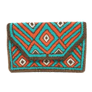Turquoise Boho Beaded Clutch Purse