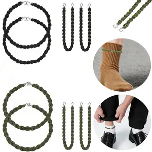 Elastic Boot Bands Black & Dark Green Boot Straps with Metal Hooks Blousing Garters for Pants for Pants Men and Women Outdoor Hiking