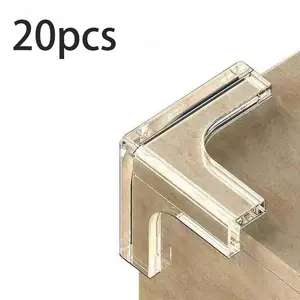 20pcs Transparent Silicone Corner Protectors with Adhesive Buffer, Safety Guards for Wood Glass Metal Stone Table Edges