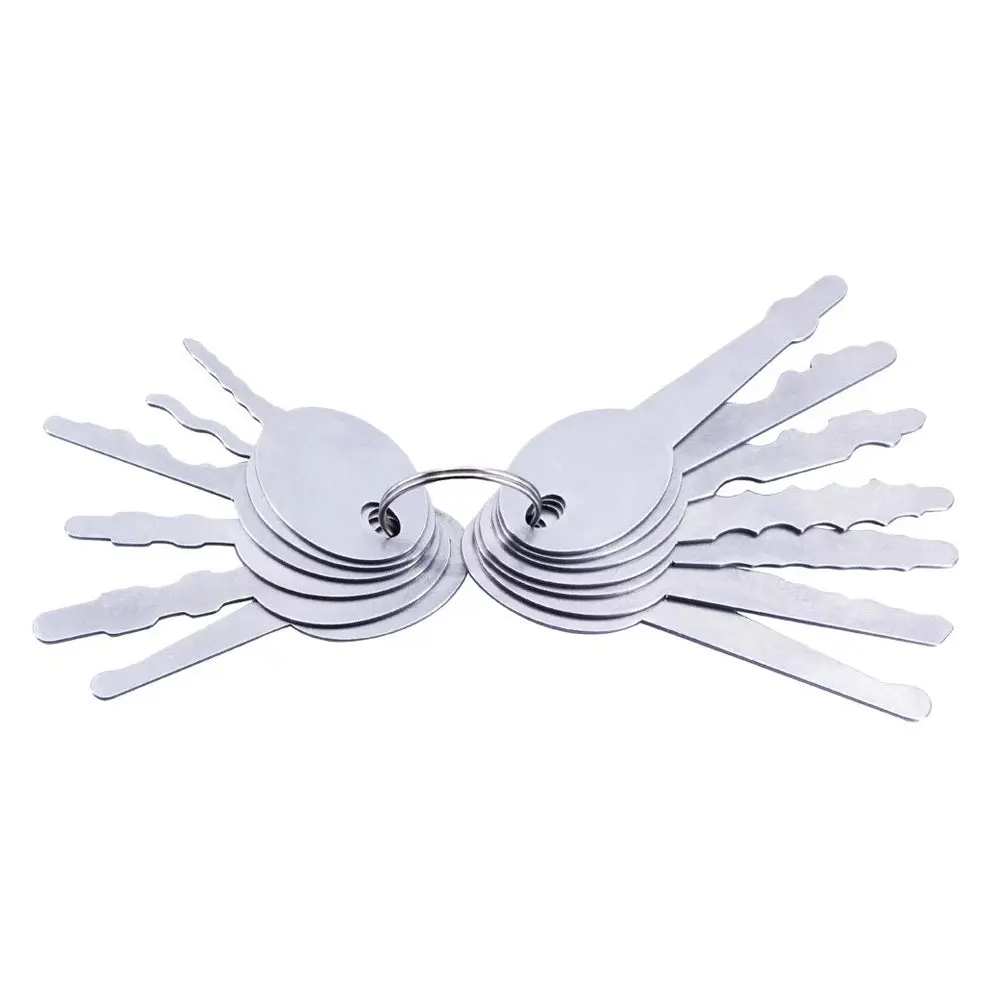 LOCK MONKEY MNK-MK251 13-Piece Stainless Steel Jiggler Key Tool Kit, Equipment Key Set for Locksmith Hand Tools Applications