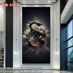 2D fiat dark demon scorpion, modern home wall art decoration, unframed canvas painting, bathroom, living room, bedroom, office, restaurant, bar wall decoration, artwork