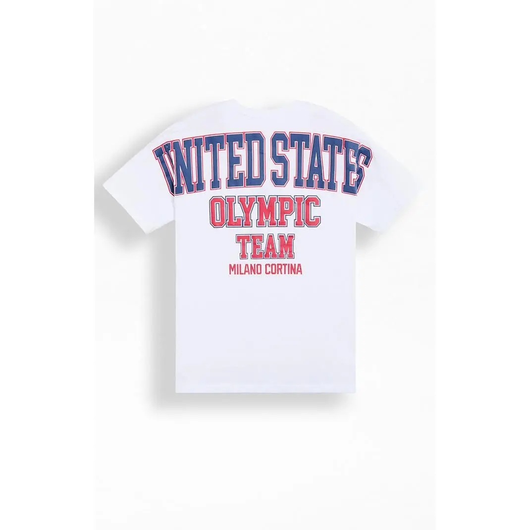 Olympics Men's White Milano Cortina Team USA Puff Graphic T-Shirt - Multicolor