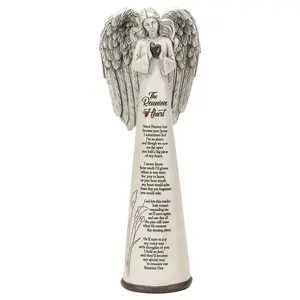212 MAIN Reunion Heart Angel Figurine (ANGR-1052) - 9.25x3.25in Solid Resin Decor, Heart Poem, Religious Heaven-Themed Ornament, Gift for Office & Commercial Furniture Spaces, Ornaments