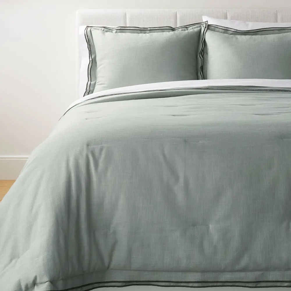 Threshold designed w/Studio McGee Comforter Set 100% Cotton Teal Green/Dark Gray California King