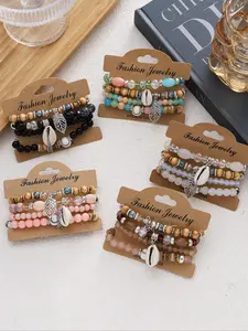 Sea Shell Coconut Crystal Bracelet, Natural Sea Shell Jewelry, Unique Design Handmade Accessory, Perfect Gift for Nature Lovers