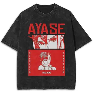 Vintage Ayase Momo Dandadan Anime Acld Washed Oversize T-Shirt, Dandadan Y2K Shirt, Japanese Animation Tee, Anime Casual Cotton Shirt 6BL