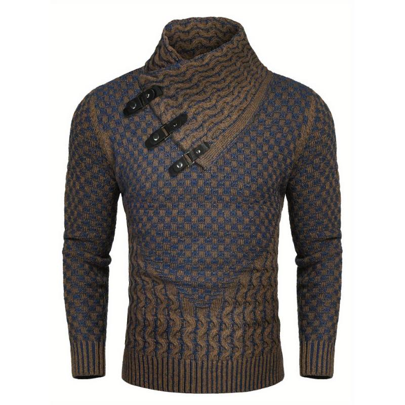 Stylish Men's Novelty Turtleneck Pullover Sweater - Soft, Breathable, and Warm - Perfect for Casual Daily Wear, Outdoor Activities, and Gift Giving