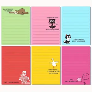 6 Funny Colleague Gifts - Satirical Office Sticky Notes with Witty Phrases and Passive-Aggressive Jokes, 10.16x7.62 cm Notepad (Bright Colors: Mint Green, Pink, Lime, Red, Yellow, Turquoise) Suitable for Workplace Pranks and Employees