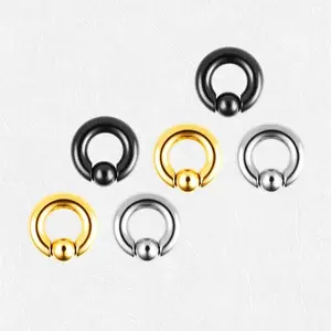 Captive hoop Gauge hoops silver black and gold color ear weights or gaged septum ring : 16g 14g 12g 10g 8g 6g 4g 2g 0g 00g
