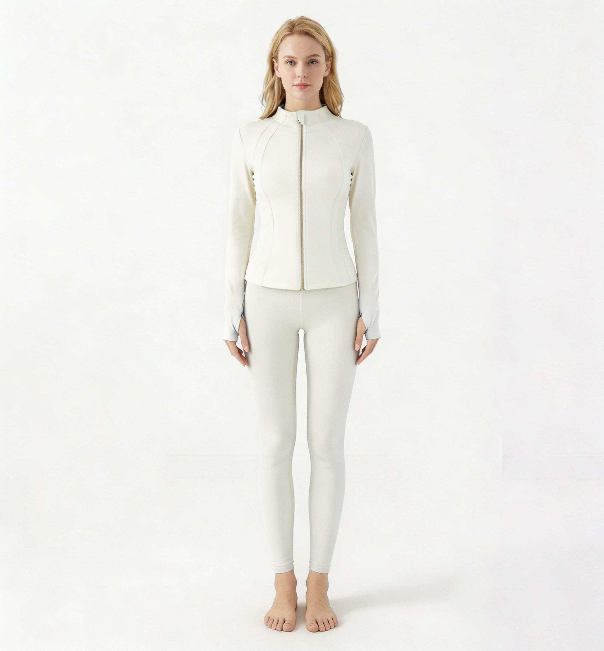 Women's Thumb Hole Zip Up Sports Jacket, Long Sleeve Active Outerwear Thumbholes Design, Casual Wear for Women