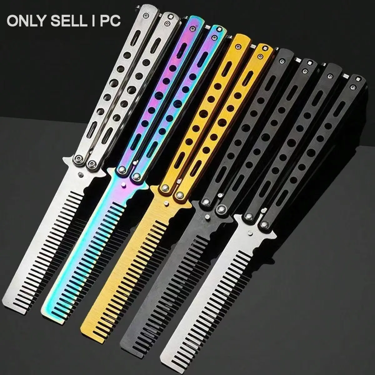 Butterfly Practice Comb Foldable Men's Steel Training Tool, Unsharpened Stainless Steel Tools, Outdoor Beginner Use, 1pc