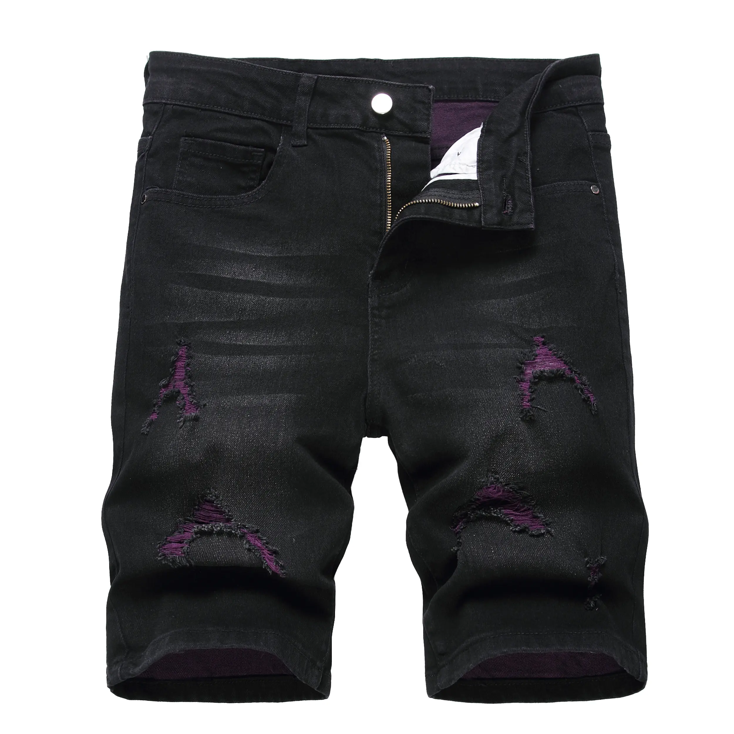 JUNBAOSS Men's Slim Fit Stretch Denim Shorts Ripped Skinny Jean Shorts for Men, Fashion Straight Comfort Flex Waist Short Jean