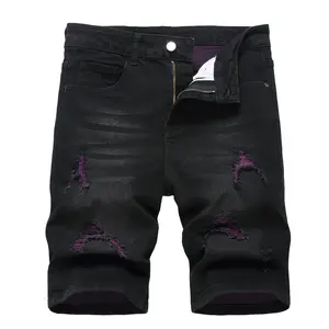 JUNBAOSS Men's Slim Fit Stretch Denim Shorts Ripped Skinny Jean Shorts for Men, Fashion Straight Comfort Flex Waist Short Jean