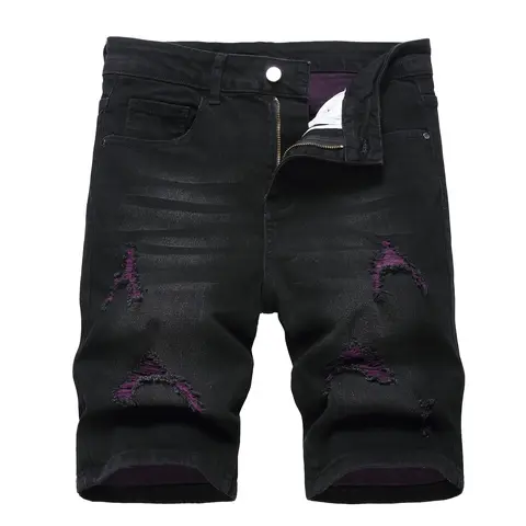 JUNBAOSS Men's Slim Fit Stretch Denim Shorts Ripped Skinny Jean Shorts for Men, Fashion Straight Comfort Flex Waist Short Jean