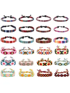 24 Pcs Multicolor Boho Woven Bracelets for Women Men Ultimate Summer Beach Essentials Handcrafted Braided String Bracelets with Adjustable Fit Breathable Comfortable for Long-time Wear Versatile for Surfing Camping Travel Beach Parties Daily Looks