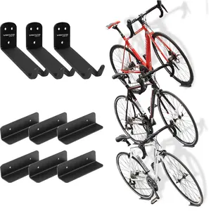 Venzo Bike Bicycle Cycling Pedal Wall Mount Indoor Storage Hanger Stand - Hook Rack Holder - with Tire Brackets - Great for Garage and Shed (3)