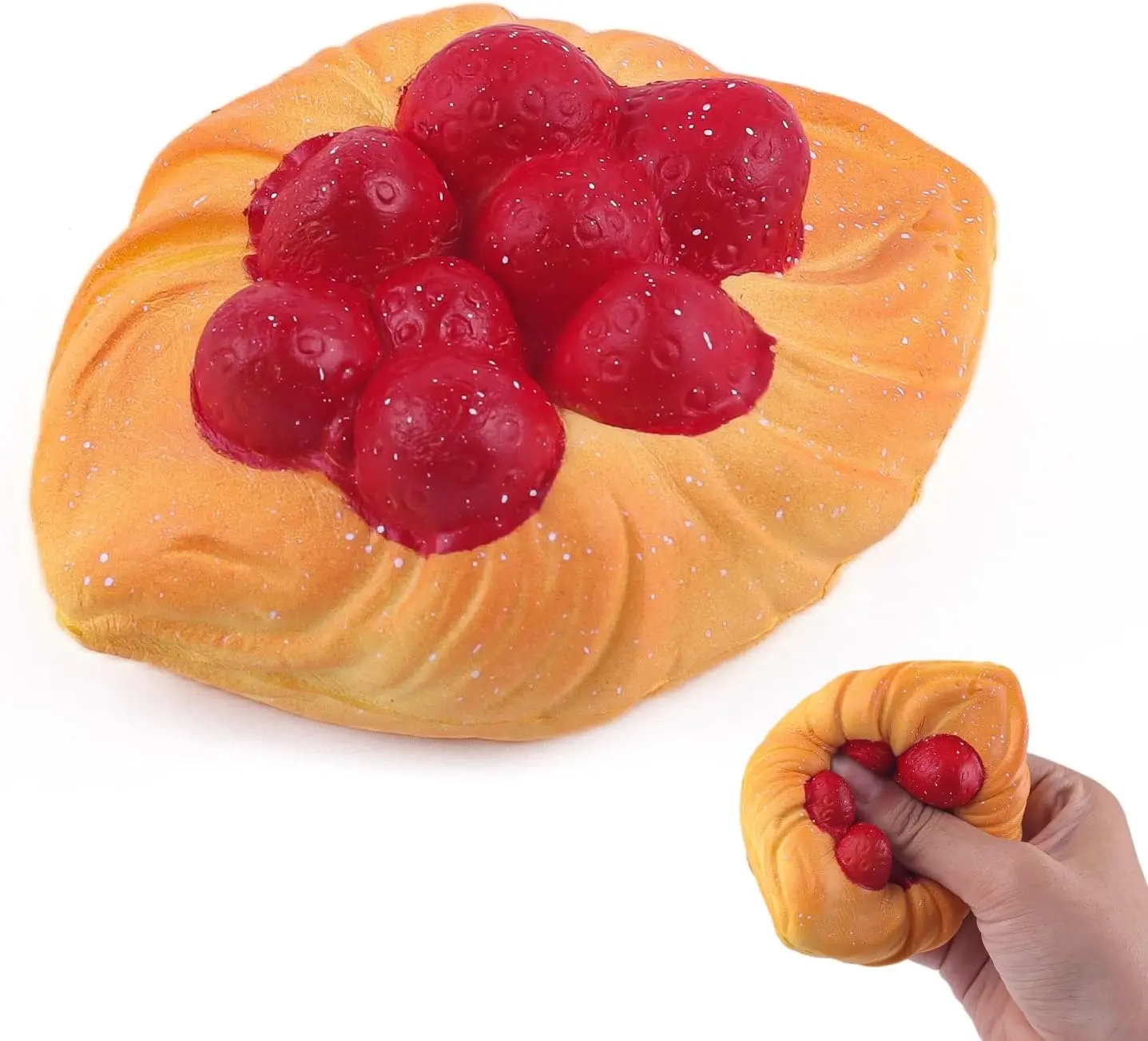 Anboor Slow Rising Squishies Toys for Kids Strawberry Danish Foam Food Stress Squishies Cute Giant Squeeze Toy