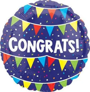 18" Congrats Banners and Confetti Foil Helium Balloons (5 Pack) #36666