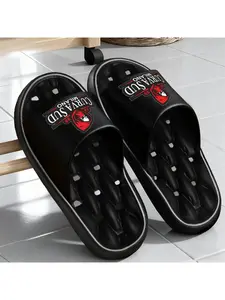 1pc Curva Sud Milano Printed EVA Slippers, Lightweight for Home Slippers, Bathroom Slippers, Guest Slippers, Unisex, Indoor/Outdoor Slippers, Slip-On Style, Suitable for Home Bathroom, Outdoor Leisure, Pool And Beach Travel