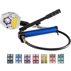 Manually Operated AC Hose Crimper FS-7842B Separable Hydraulic Hose Crimper Kit Manual Piston Valve For Aluminum Pump Air Conditioning Repair with 7 Dies Whole Set Handheld AC Hose