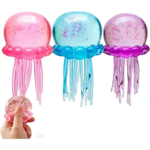 Jellyfish Squishy, Jelly Fish Design Squeeze Stress Ball,Fidget Stress Fuzz Ball,Sensory for Anxiety Stress Party Favors