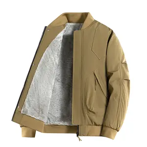 Winter New Korean Version Baseball Jacket Plus Size Fleece-Lined Jacket Men's Thickened Warm Jacket Waterproof Trendy Brand Douyin Live Cotton Jacket Men's Coat Men's Large Pocket Flight Jacket