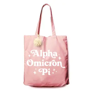 Alpha Omicron Pi Retro Pom Pom Tote Bag