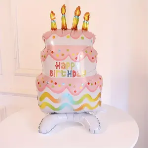 Cake Design Balloon, 1 Count Cute Cake Shaped Balloon, Birthday Party Decoration, Party Supplies for Wedding Birthday