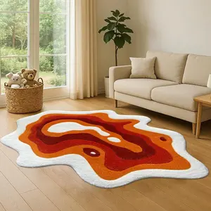 Abstract Art Design Multi-Color Irregular Decorative Area Rug, Modern Minimalist Home Decoration Floor Mat, Thick Soft Fleece for Living Room Bedroom Bedside
