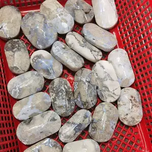 Blue Flower Agate Palm Stone