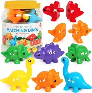 Matching Letters Dinosaur Toy, Double-Sided ABC Letters Dinosaur Match Game Preschool Fine Motor Toy, Educational Learning Toys for Toddlers Boys Girls
