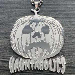Hauntaholics Necklace 2" Etched Mirror Polished Stainless Steel Haunted Mound Sematary Pendant with Laser Cut Design & Choice of Chain Free Gift Included