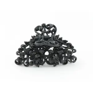 Neutral black color hair claw clip with tiny diamante flowers