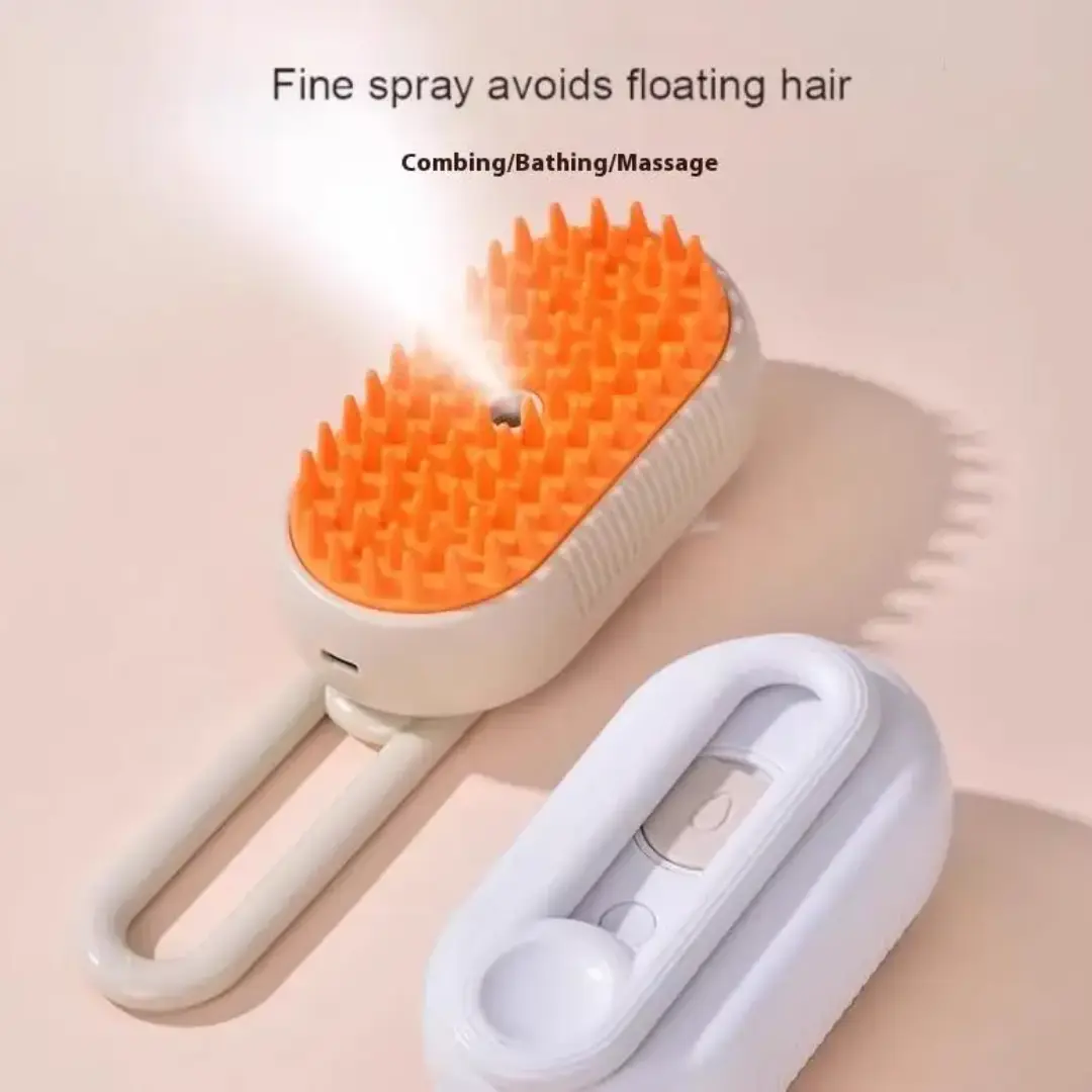 Steam Brush for Cats Dogs,Cat Steam Brushes for indoor Cats,3 in 1 Steam Cat Brush for Shedding,Silicone Pet Spray Hair Removal for Massage,Combing,Rechargeable Brushes for Grooming adjustable steamy cleaning hair remover tool clean brush comb Groomer Too