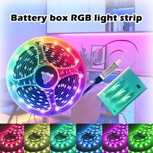 LED light strip, Led Lights Strips, battery powered, RGB color change - 24-key controller, adjustable brightness, speed and color, suitable for home, TV, camping and DIY decoration (battery not included), Interior Led Lights