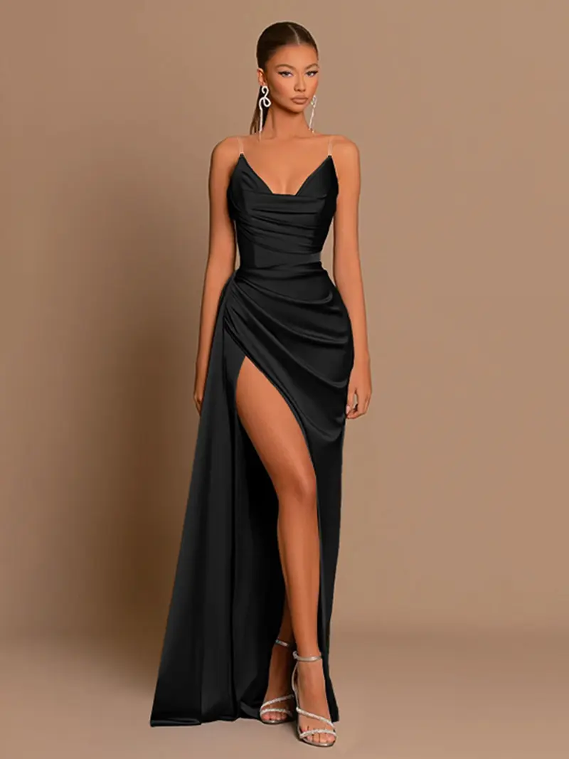 long satin dress with open back