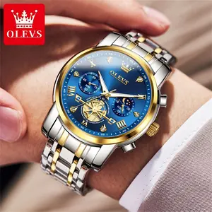 [Limited Time Offer] OLEVS Premium Men's Quartz Watch, Men's Stainless Steel Moon Phase Watch,  Waterproof Luminous Date, Daily Business Watch