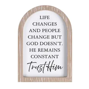 360 Stand Framed Arch Photo Frame, White, 9x13 in, Glass Front, Wall Hanger Included, Religious Quote Decor Print Sign for Home Decor