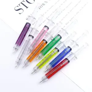 8pcs Syringe Pen Needle Shape Ballpoint Pens, Transparent Plastic Ink, Press Type Neutral Pens, Unique Pens, 0.7mm Tip, Realistic Design