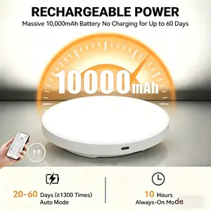 Magnetic Sensor Ceiling Light, Rechargeable Motion Sensor Lamp, Adjustable Brightness & Color Temperature, Customizable Lighting, 10000mah Battery, Remote Control