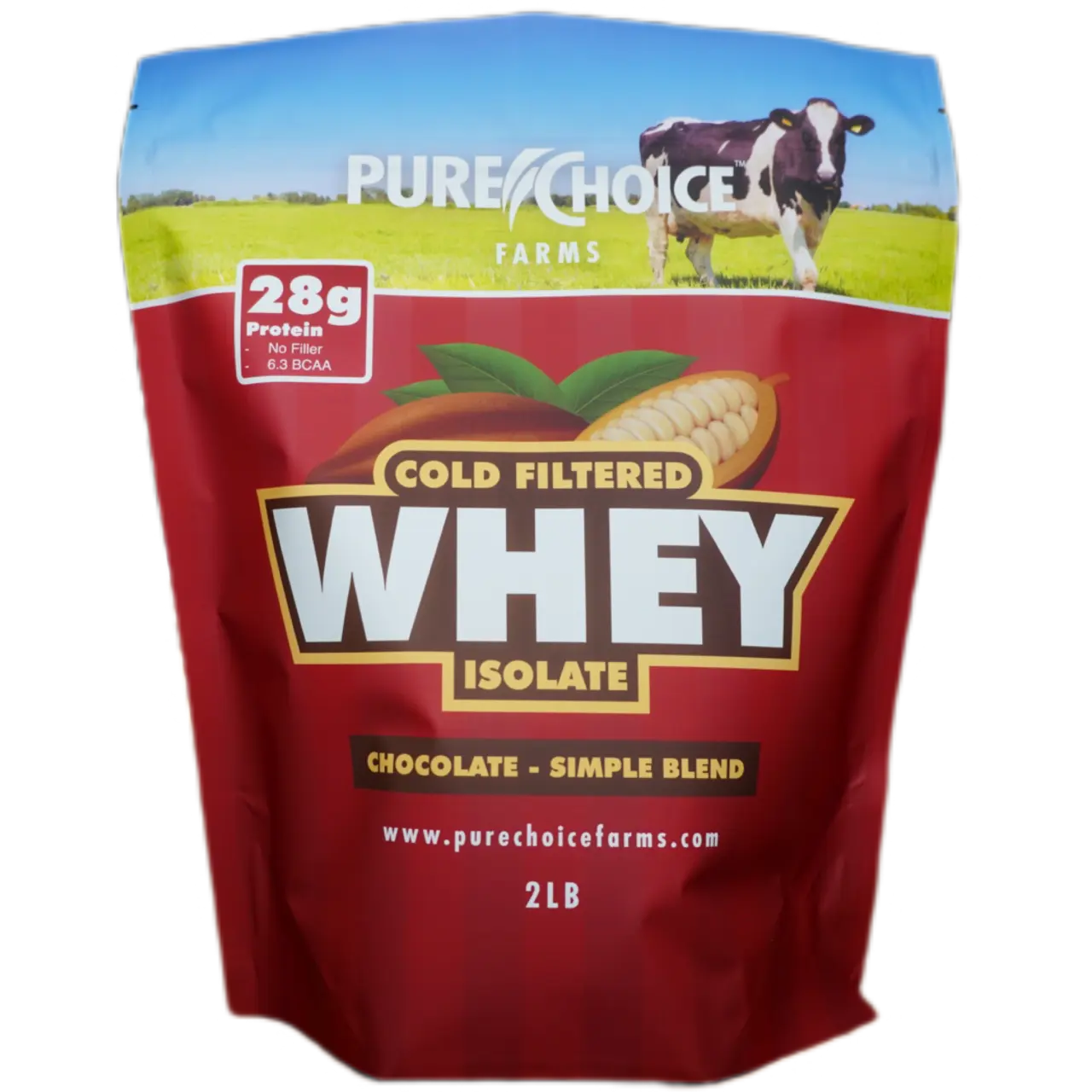 Whey Protein Isolate, Chocolate, 3 Ingredients, Cold Filtered, Healthcare Fitness 28g Protein Per Scoop | Pure Choice Farms