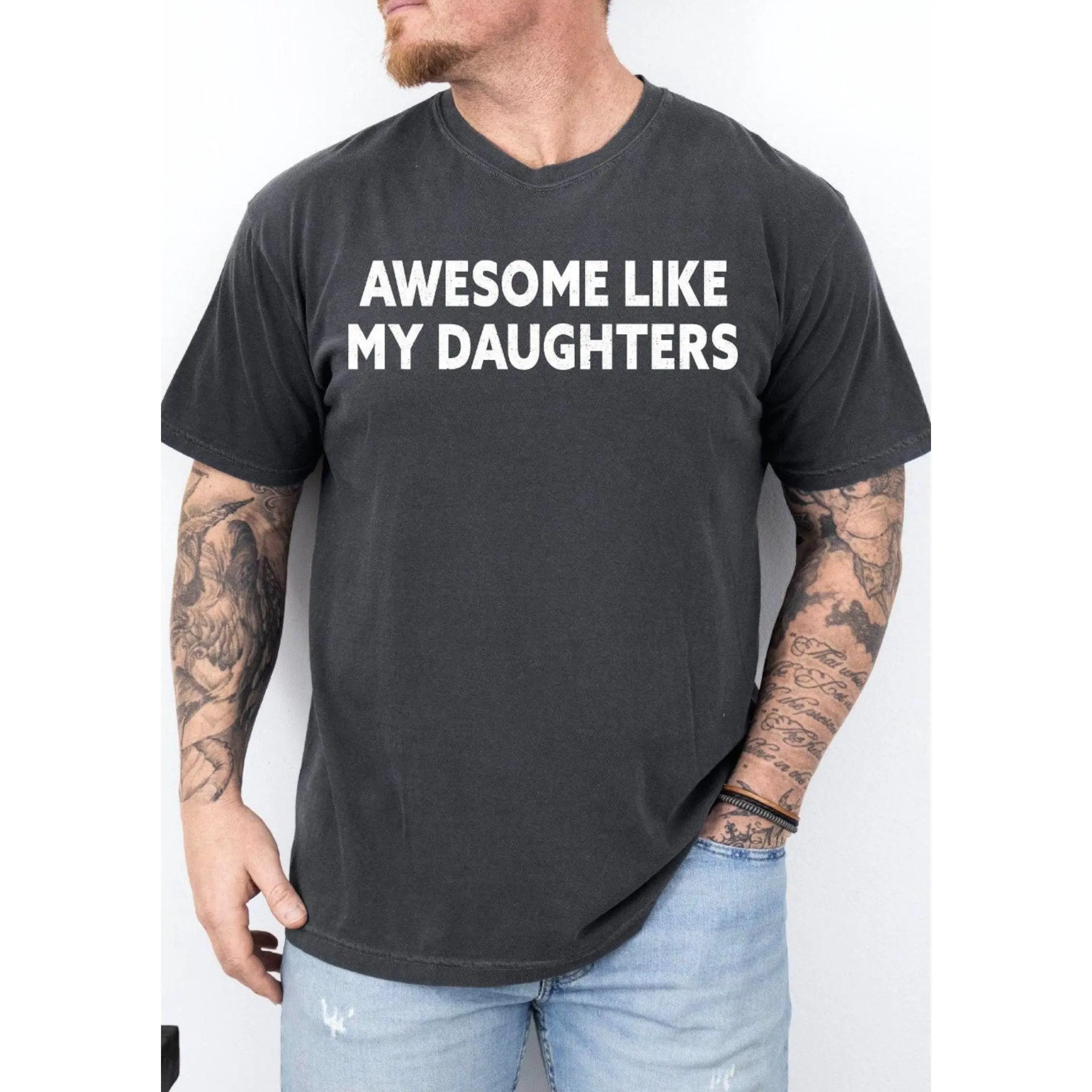 Comfort Color Awesome Like My Daughters Shirt, Father's Day Shirt Gift from Daughter, Funny Dad Gift Tee, Fathers Day Gift, Vintage Graphic Tees