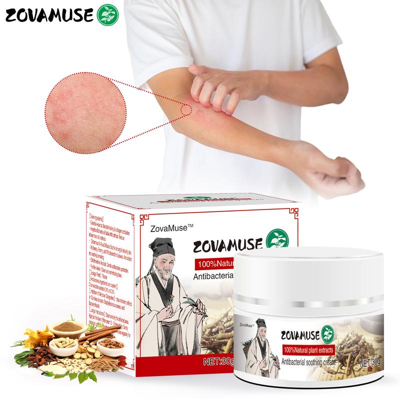 Zovamuse-All-Natural Soothing Cream for Eczema & Psoriasis - Herbal Relief for Dry, Itchy, Sensitive Skin, Anti-Bacterial Skin Defense (Hydrating, Safe for All Ages | 30g) Treatment