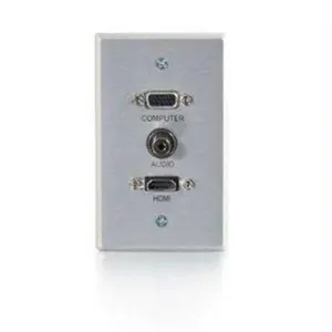 212 MAIN Single Gang Wall Plate - Brushed Aluminum, Aluminum Shell, 3 Ports (HDMI, HD15 VGA, 3.5Mm)