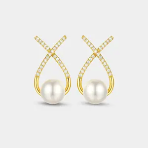 Pearl Bow Teardrop Stud